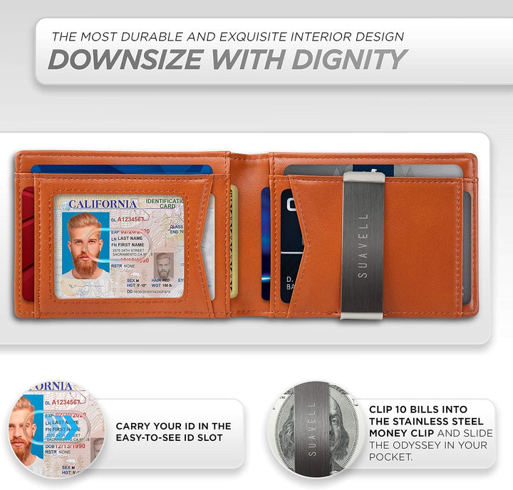 Suavell Billeteras delgadas para hombres. Cartera plegable minimali...