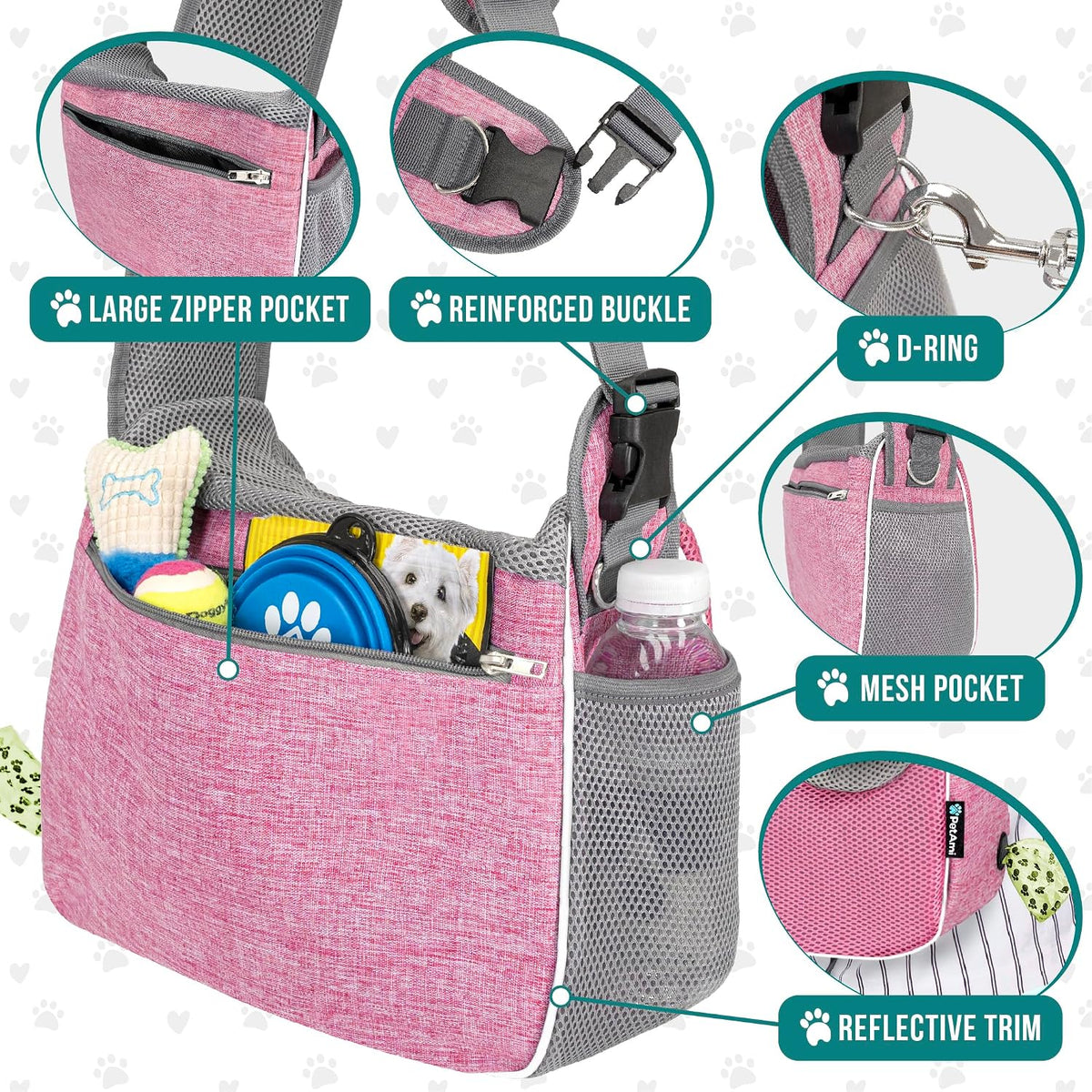 PetAmi - Transportador para perros pequeños, manos libres, color rosa