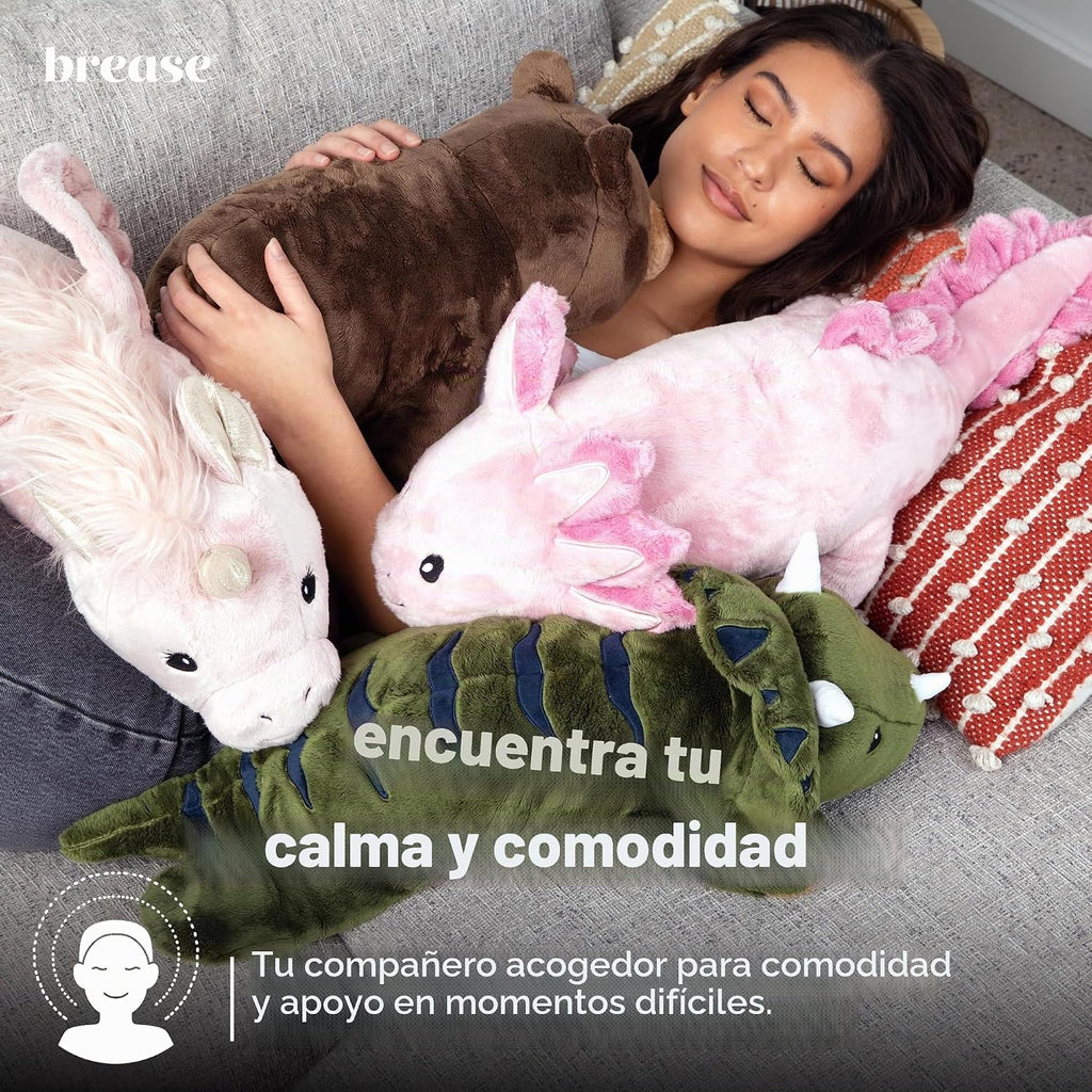 Brease Peluche de Dragón Axolotl Rosa con Peso de 5 libras Sin Fragancia - Juguete de Peluche Suave y Grande para Comodidad, Calma y Relajación, Compañero Ideal para Abrazar para Niños y Adultos