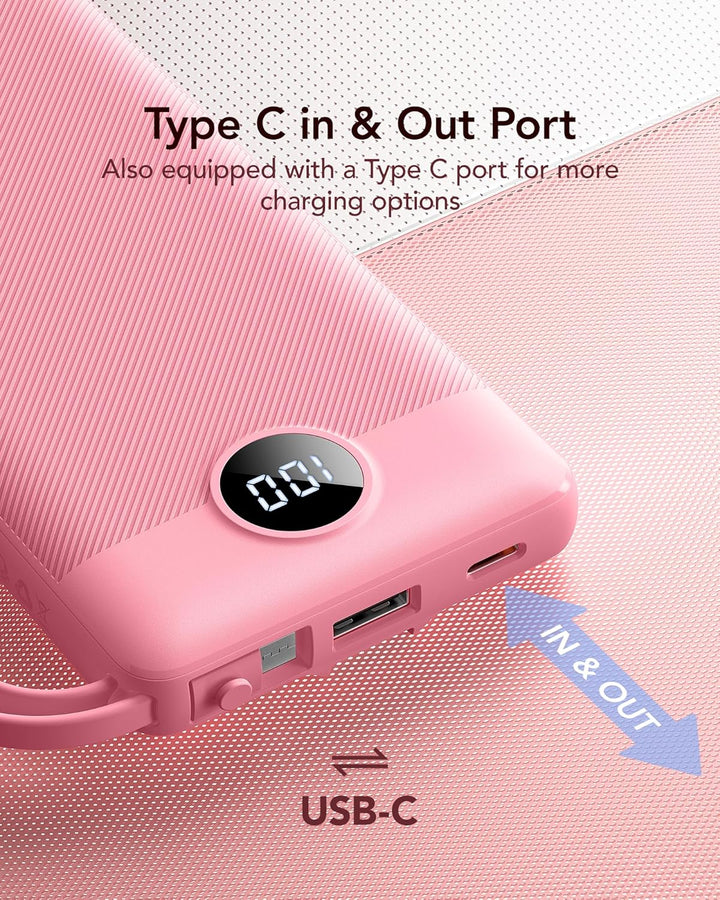 VRURC Cargador de teléfono portátil, cargador portátil de viaje con...