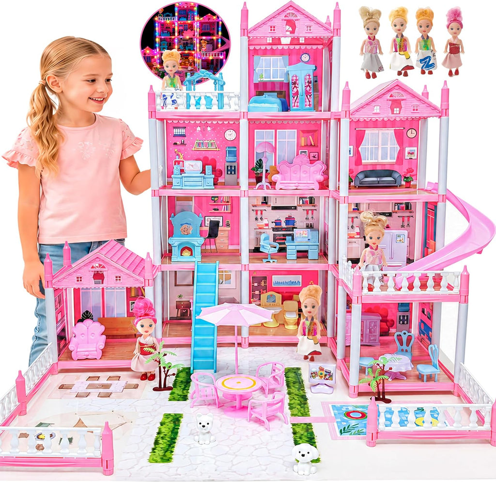 Casa de muñecas Dream para niñas de 3 a 16 años con luces, alfombrilla