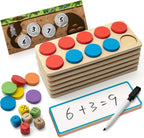 Juego de Marco de Diez de Madera, Manipuladores Matemáticos para Jardín de Infantes, Elemental 1º 2º Grado Enseñanza en Casa, Juegos Matemáticos Montessori de Adiciones y Sustracciones para