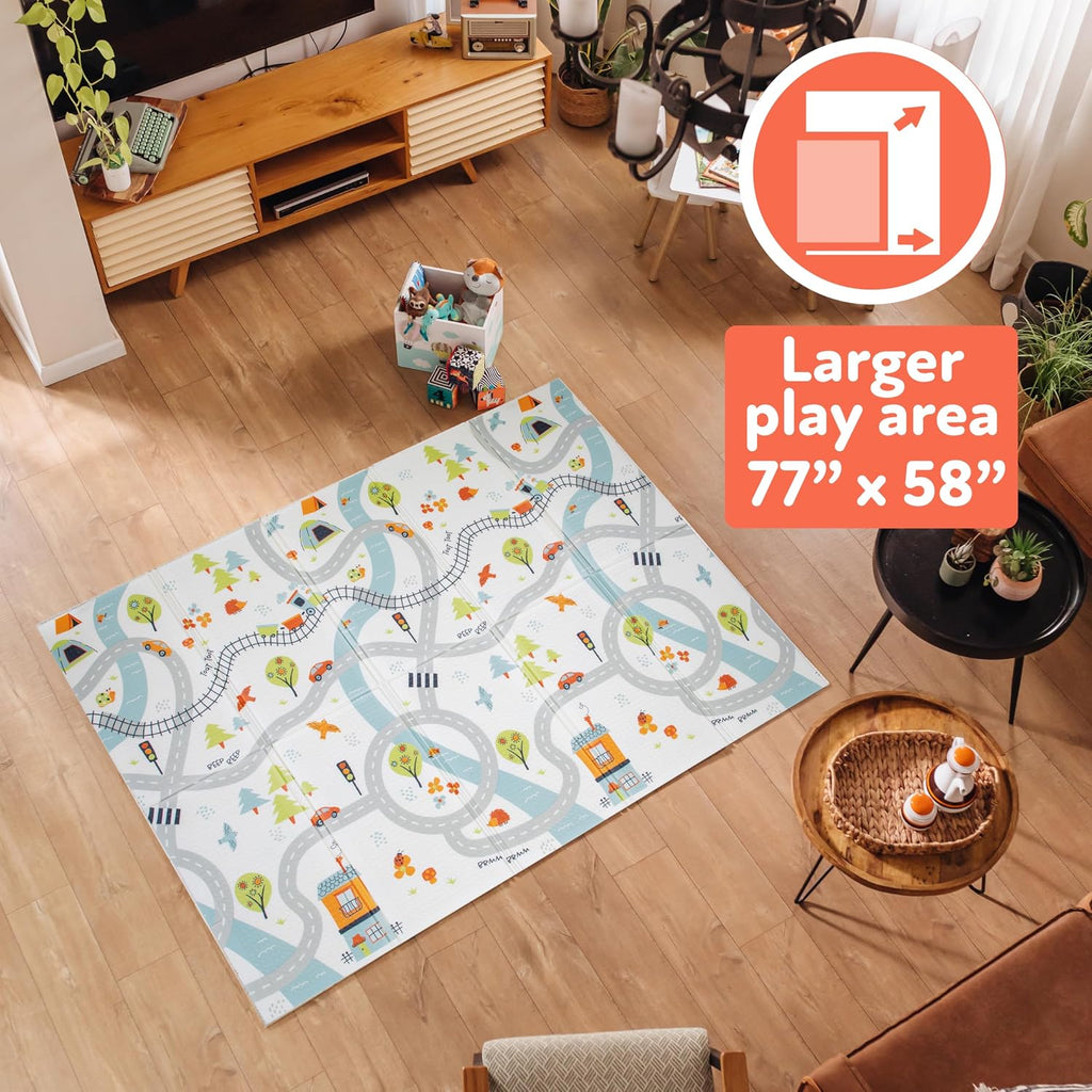Nuby Alfombra de juego plegable reversible para bebé, 77 "x 58", XXL, 0M+