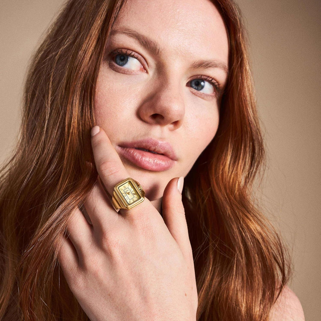 Fossil Reloj de Cuarzo de Acero Inoxidable de Dos Manos para Mujer con Anillo
