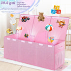 Caja de juguetes extra grande con tapa, cofre de almacenamiento plegable, 40"x16"x16" Rosado