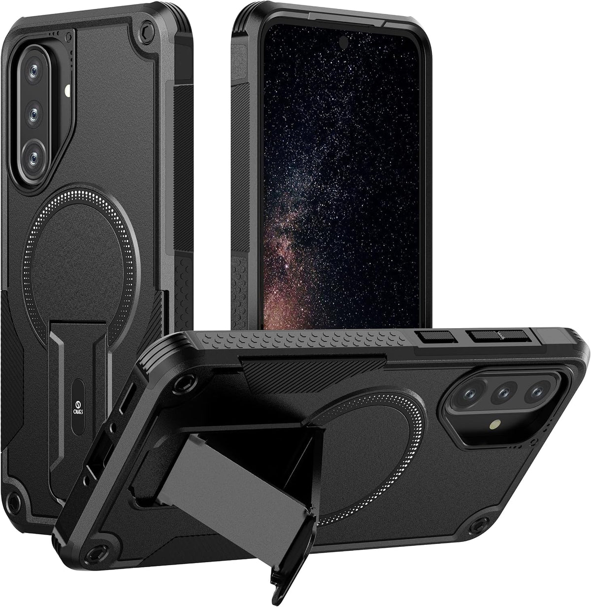 ONES Funda para Samsung Galaxy A56 5G / A36 5G, grado MIL, a prueba de caídas, doble capa a prueba de golpes, bolsa de aire de esquina, soporte de anillo integrado, compatible con carcasa