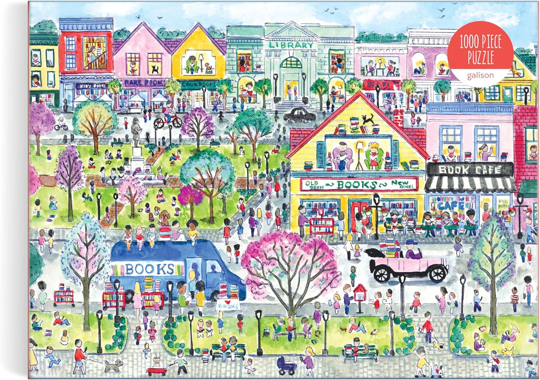 Galison Book Townscape - Rompecabezas de 1000 piezas de Michael Storrings con hermosas ilustraciones de un vecindario temático de libro