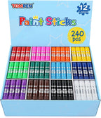 Varillas de pintura al temple para niños y artistas, paquete de 240 unidades, 12 colores vibrantes, no tóxicos, de secado rápido, colores clásicos del arco iris, lápices de pintura sólidos