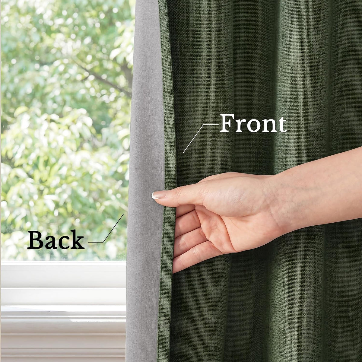 NICETOWN Cortinas 100% opacas de color verde oliva oscuro de 84 pulgadas de