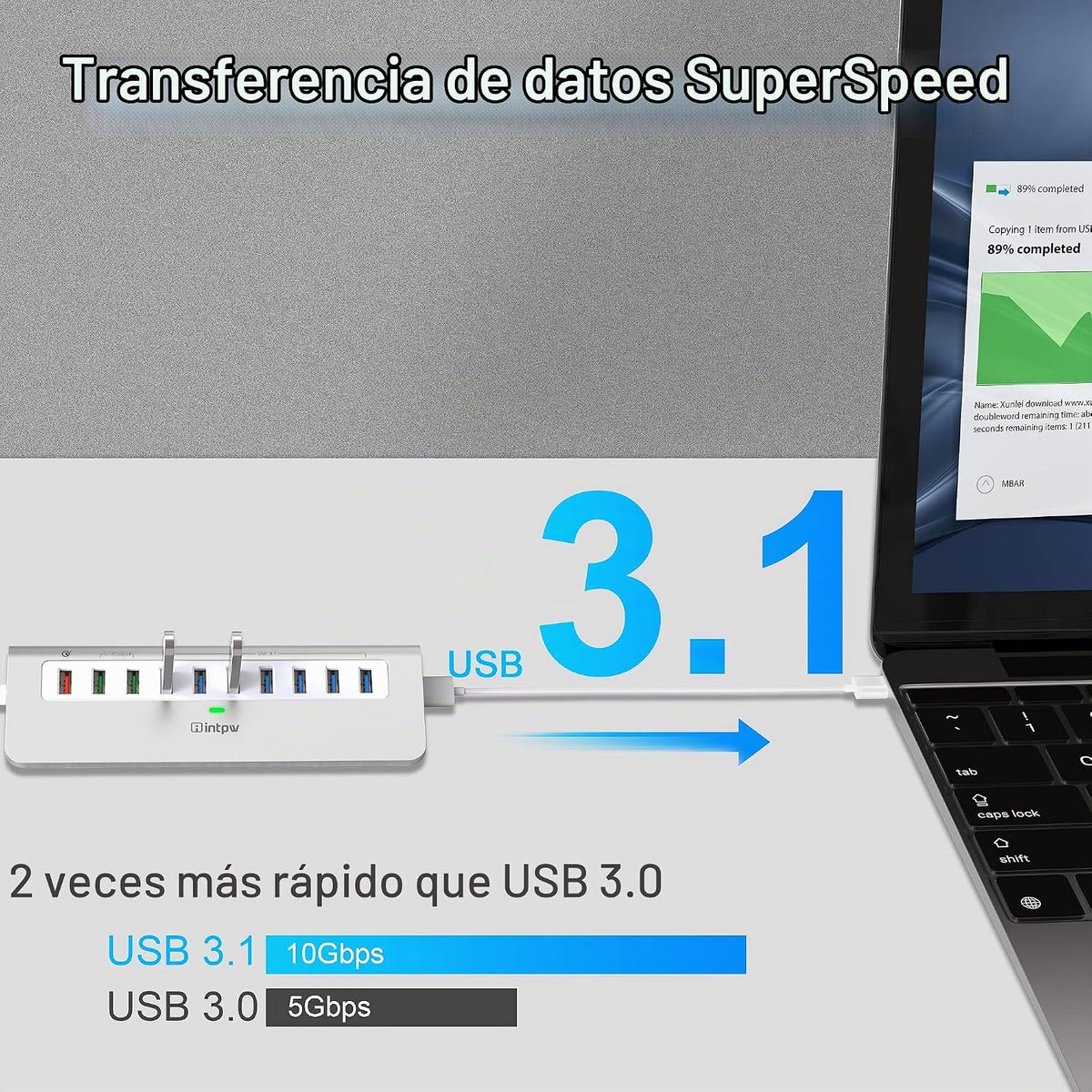 intpw, YH6S, hub USB, alimentado