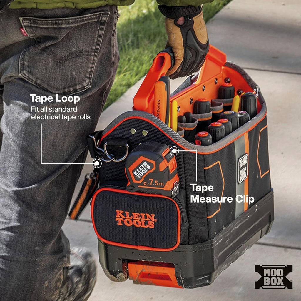 Klein Tools 62202MB Bolsa de Herramientas MODbox, Parte de la Estación de Trabajo Móvil MODbox, 33 Bolsillos, Amplio Almacenamiento de Herramientas, Bolsillo con Cremallera para Artículos Pequeños