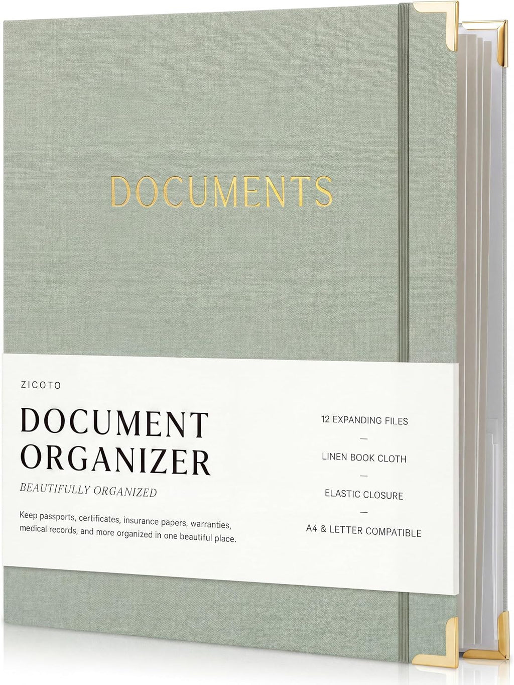 Conjunto de Organizadores de Documentos Importantes con Carpetas - Anillador de Lino Completo