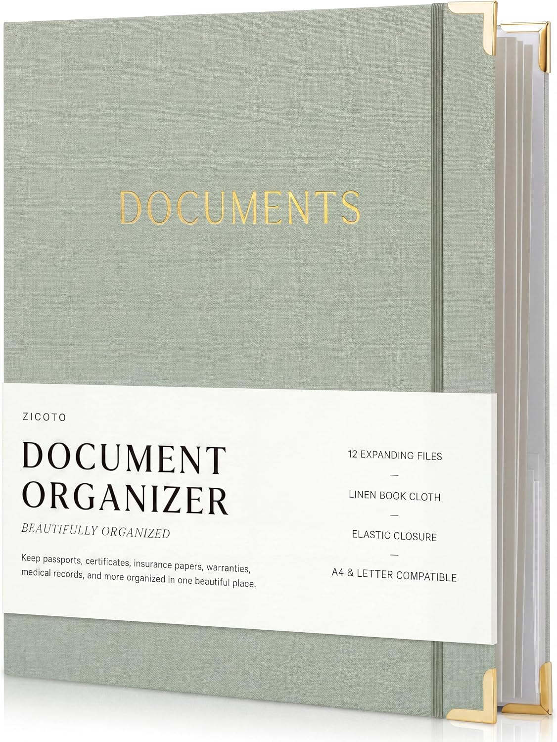 Conjunto de Organizadores de Documentos Importantes con Carpetas - Anillador de Lino Completo