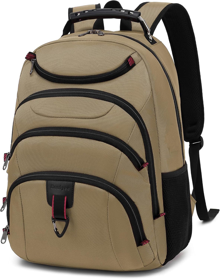 Mochila para laptop Boavan para hombre (Negro, 15.6), Caqui, Elegante
