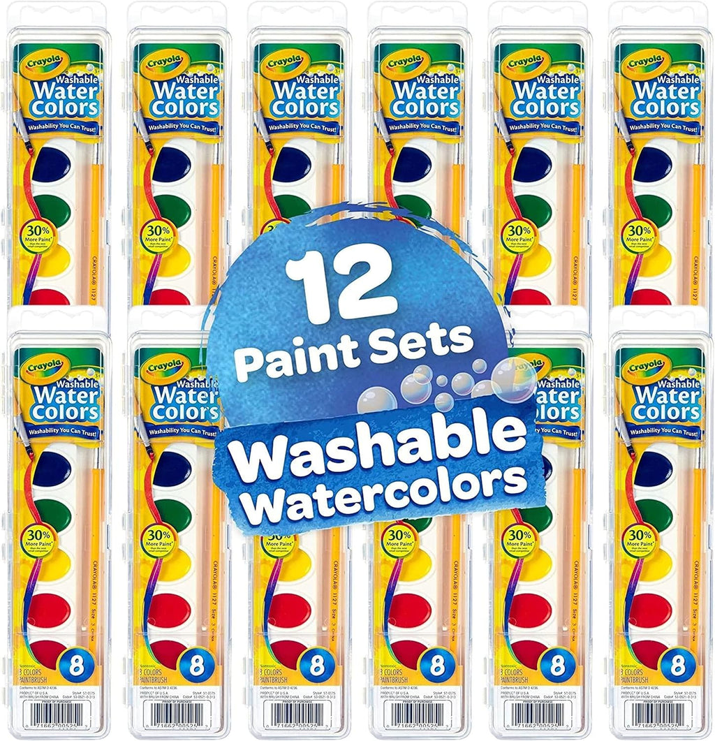 Crayola Washable Watercolor Paint Sets, Suministros de arte al por mayor para docentes 12 unidades