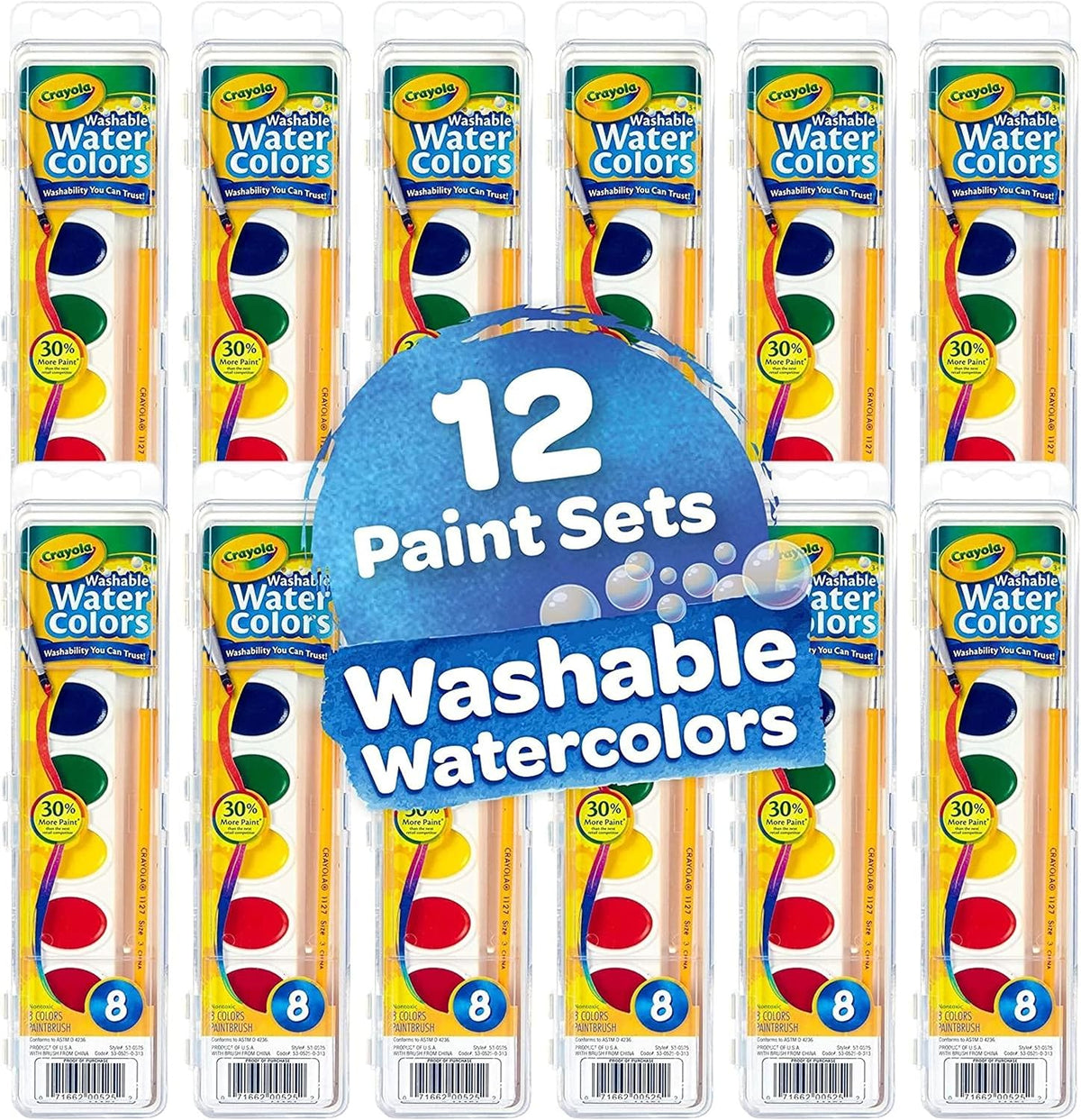 Crayola Washable Watercolor Paint Sets, Suministros de arte al por mayor para docentes 12 unidades