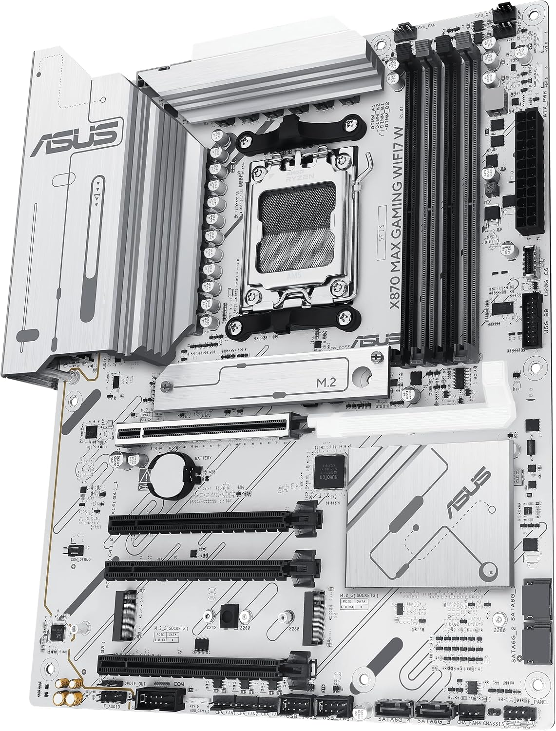 ASUS X870 MAX GAMING WIFI7 W AMD AM5 ATX Placa base, PCB blanco de...