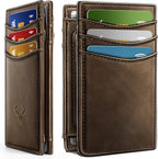 BULLIANT Billetera delgada de cuero para hombre 12 tarjetas cierre magnético bloqueo RFID