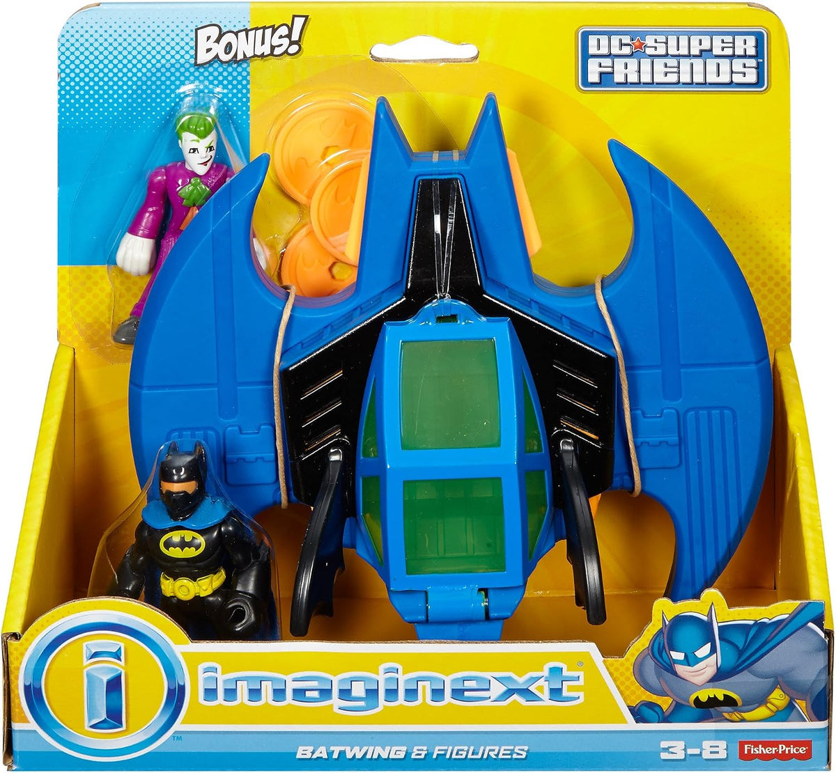 Fisher-Price Imaginext DC Super Friends, Batman y Batwing con Joker