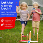 Juego de lanzamiento de anillas Elite para niños para mejorar la coordinación de ojo y mano y motricidad fina. Bolsa de transporte incluida más 10 anillos de plástico extras