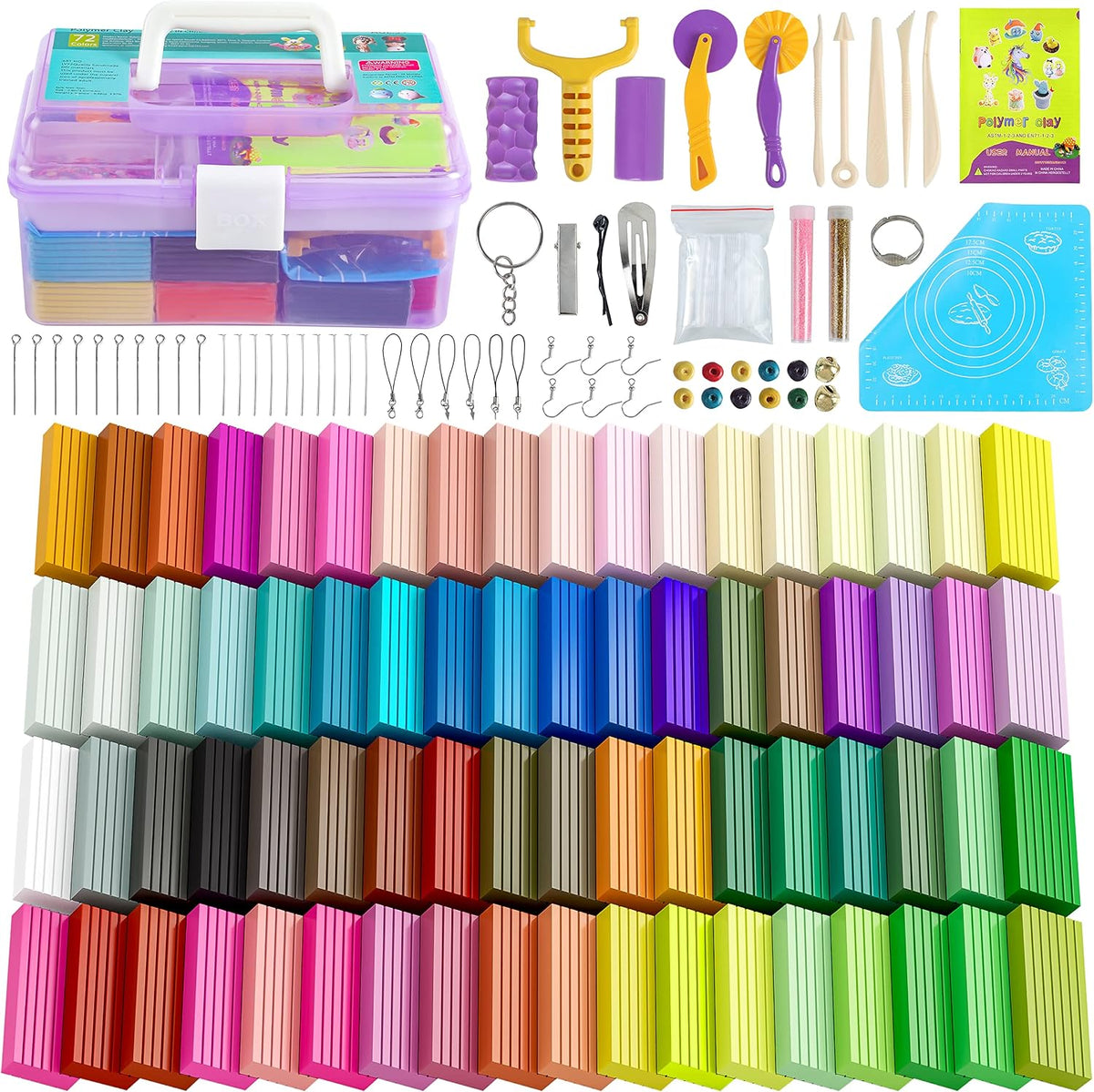 Kit de tiras de arcilla polimérica de 72 colores, para joyería y decoración del hogar DIY
