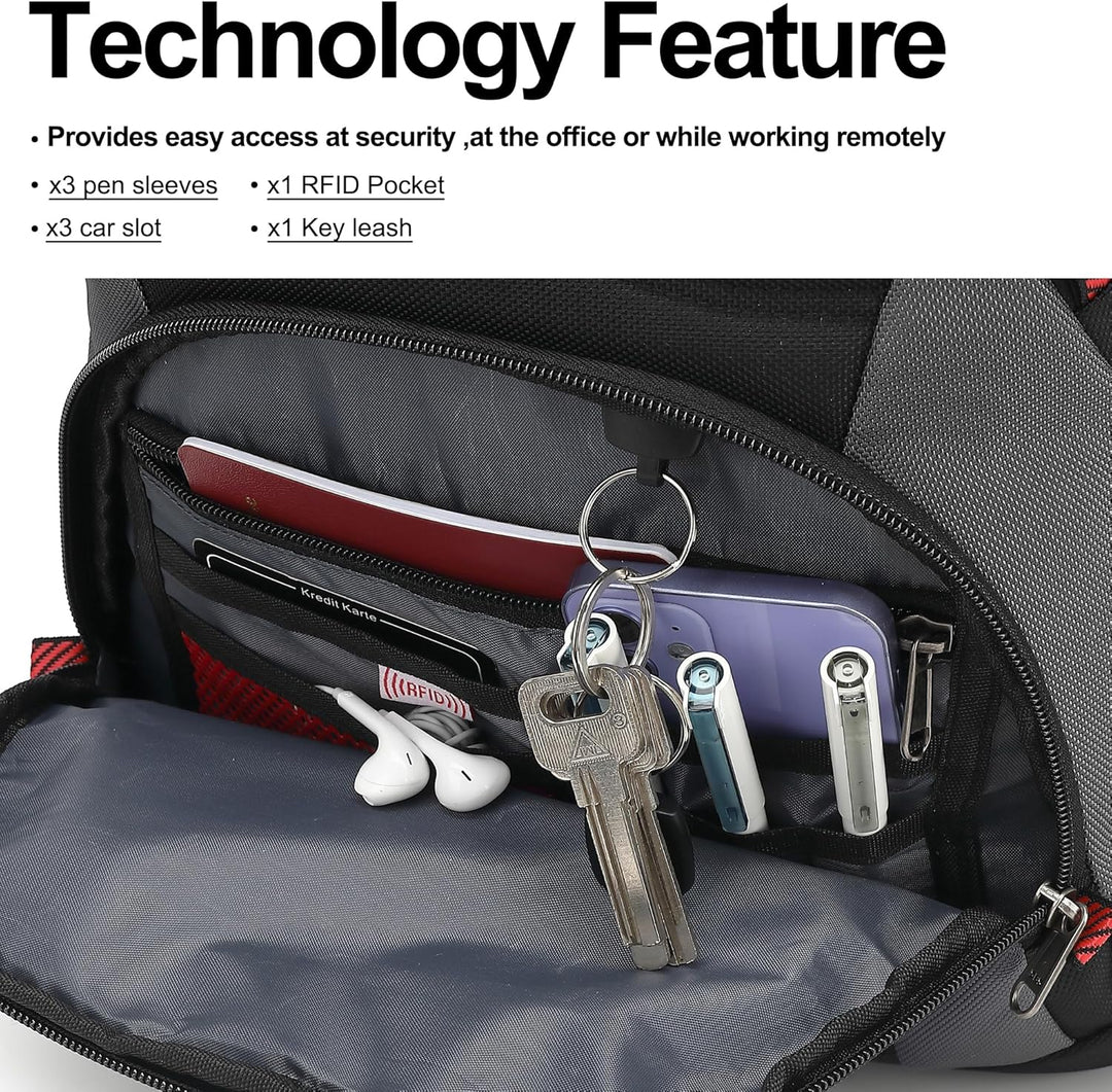 Mochila para laptop Boavan para hombres (Negro, 15.6), Negro y gris...