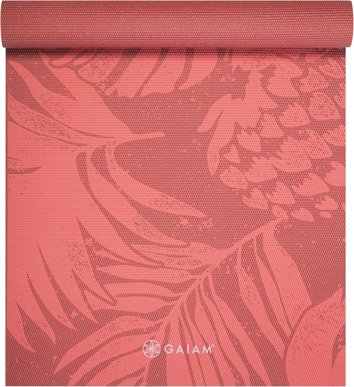 Gaiam - Tapete de yoga con estampado, antideslizante para ejercicio y fitness para todo tipo de yoga, pilates y ejercicios en el suelo