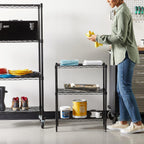 Amazon Basics 3-estante ajustable, unidad de almacenamiento de alta resistencia (capacidad de carga de 250 lbs por estante), rack de alambre organizador de acero, negro (23.3L x 13.4W x 30H)