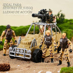 JOYIN Juego de juguetes de base militar que incluye vehículos del ejército, figuras de acción de hombres del ejército y accesorios de equipo de armas, juguetes militares de combate
