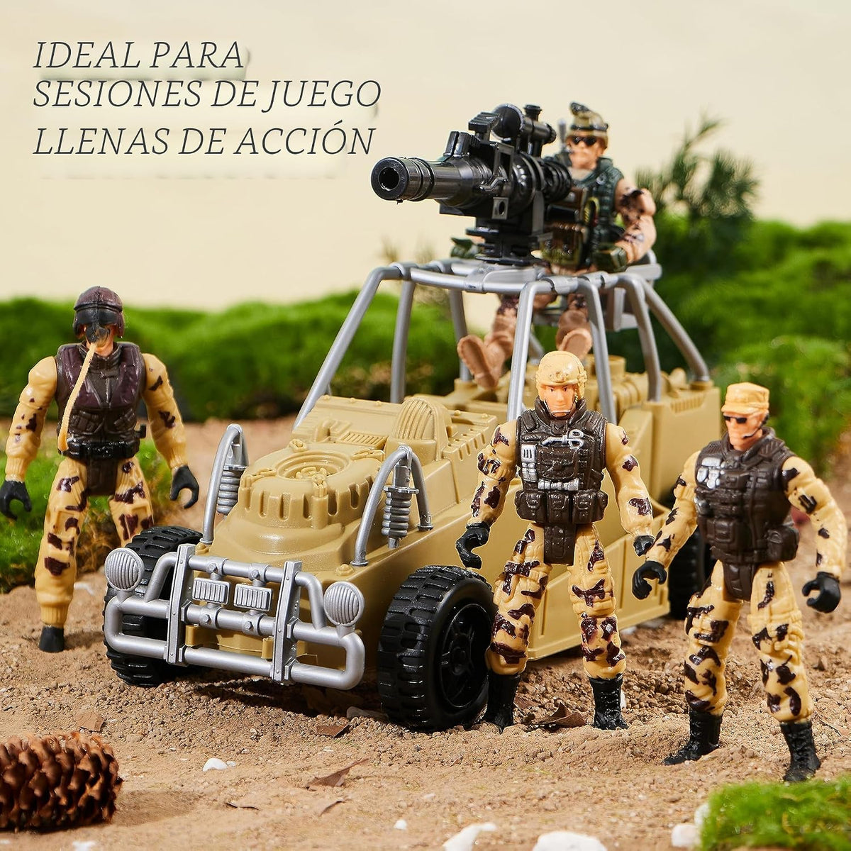 JOYIN Juego de juguetes de base militar que incluye vehículos del ejército, figuras de acción de hombres del ejército y accesorios de equipo de armas, juguetes militares de combate