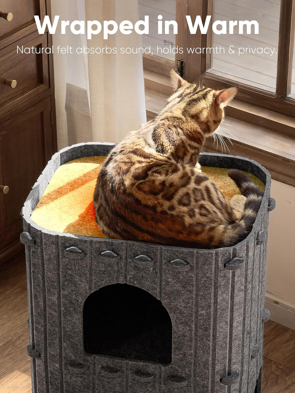 FUKUMARU Casa para gatos de interior, cama cálida para gatos