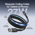Statik MagStack - Cable USB a USB C, cargador A a tipo C, cable de carga rápida para teléfono, cable de carga magnético portátil para automóvil, compatible con iPhone 16 Pro Max, Galaxy S24, 27W 3FT