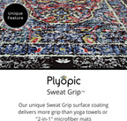 Plyopic. Tapete de yoga todo en uno, combo de tapete de lujo con agarre para el sudor, ideal para yoga, yoga caliente, bikram, pilates, entrenamiento y ejercicio, goma natural ecológica