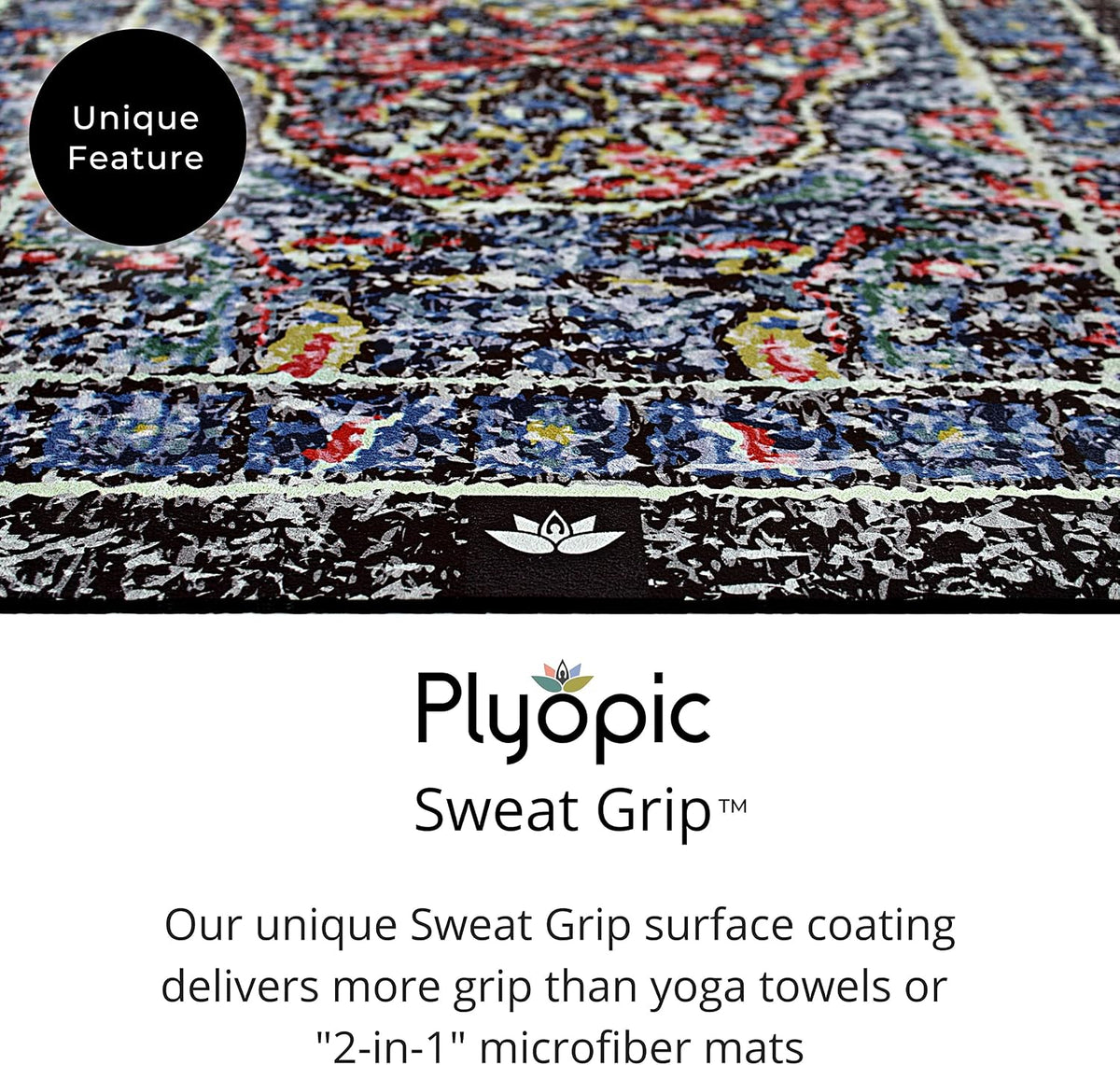 Plyopic. Tapete de yoga todo en uno, combo de tapete de lujo con agarre para el sudor, ideal para yoga, yoga caliente, bikram, pilates, entrenamiento y ejercicio, goma natural ecológica