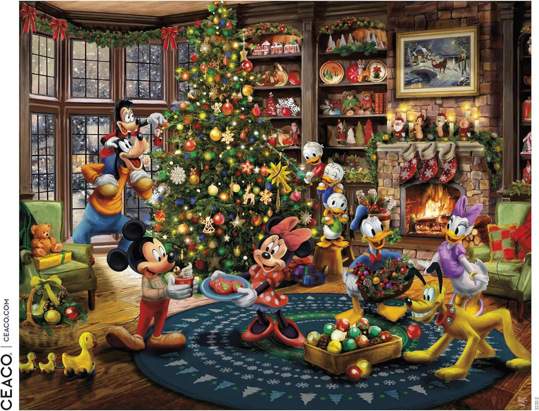 Ceaco - Thomas Kinkade - Mickey Minnie adornando el árbol
