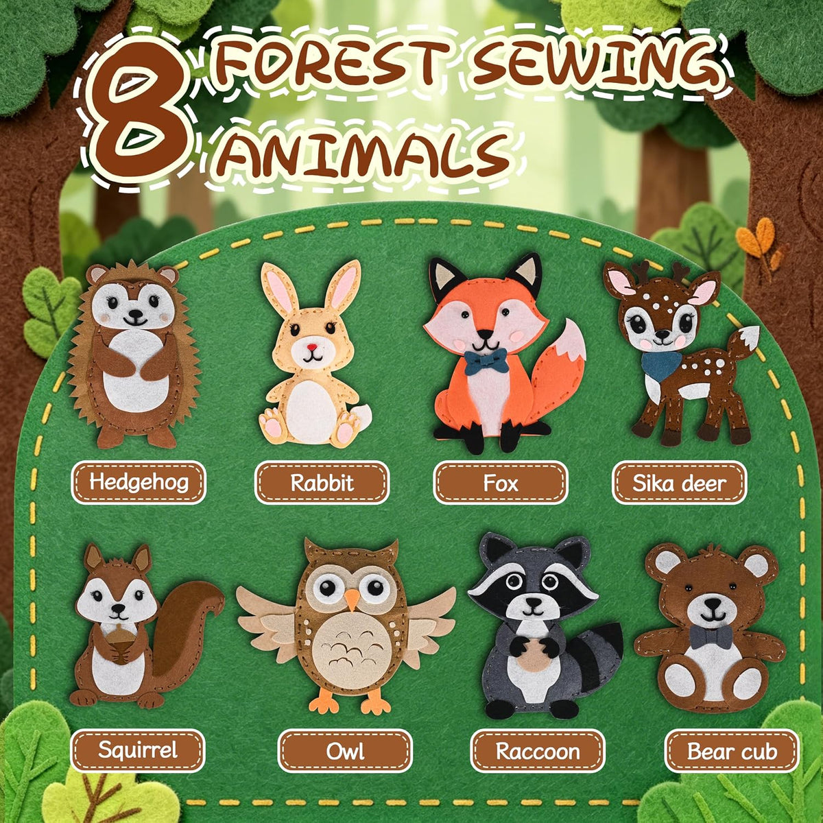GOASION Kit de costura para niños, kit de costura de animales de la selva