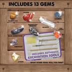 MindWare Dig It Up - Kit de descubrimiento de gemas gigantes, el kit de excavación de piedras preciosas ofrece geología para niños con 12 piedras preciosas ocultas pulidas reales, incluye 1 gema
