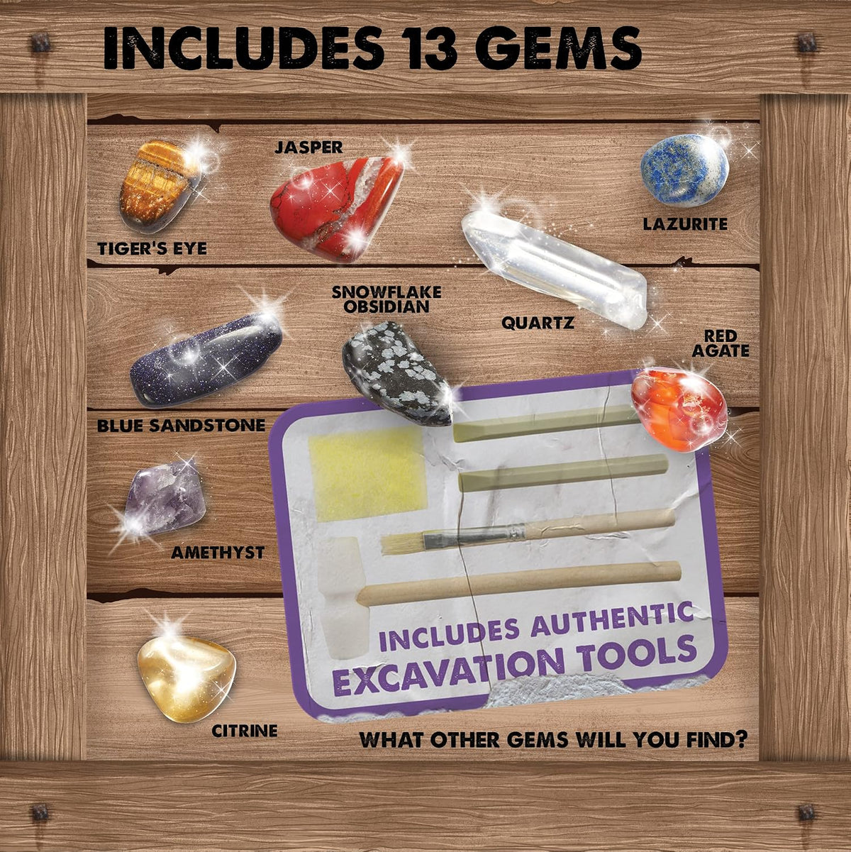 MindWare Dig It Up - Kit de descubrimiento de gemas gigantes, el kit de excavación de piedras preciosas ofrece geología para niños con 12 piedras preciosas ocultas pulidas reales, incluye 1 gema