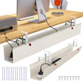 Bandeja extra grande de gestión de cables de 48" para debajo del escritorio, abrazadera sin taladro para ocultar cables, organizador de cables resistente anticaída, bandeja para cables para estudio y monitores duales (Beige, 47.8")