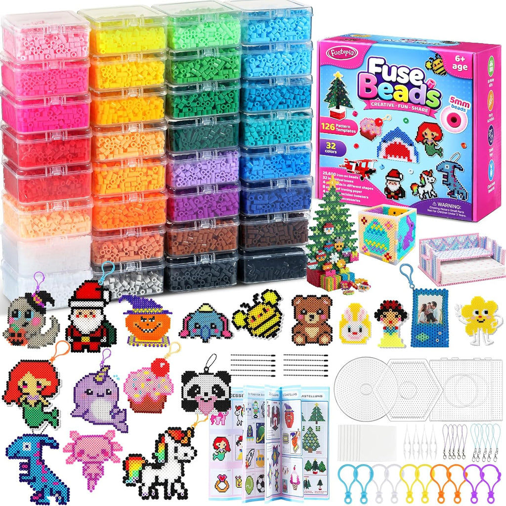Funtopia Kit de 25600 cuentas fusibles, cuentas de 0.197 in para