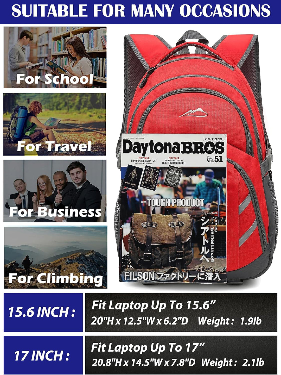 ProEtrade - Mochila para universidad con puerto de carga USB, para...
