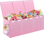 Caja de juguetes extra grande con tapa, cofre de almacenamiento plegable, 40"x16"x16" Rosado