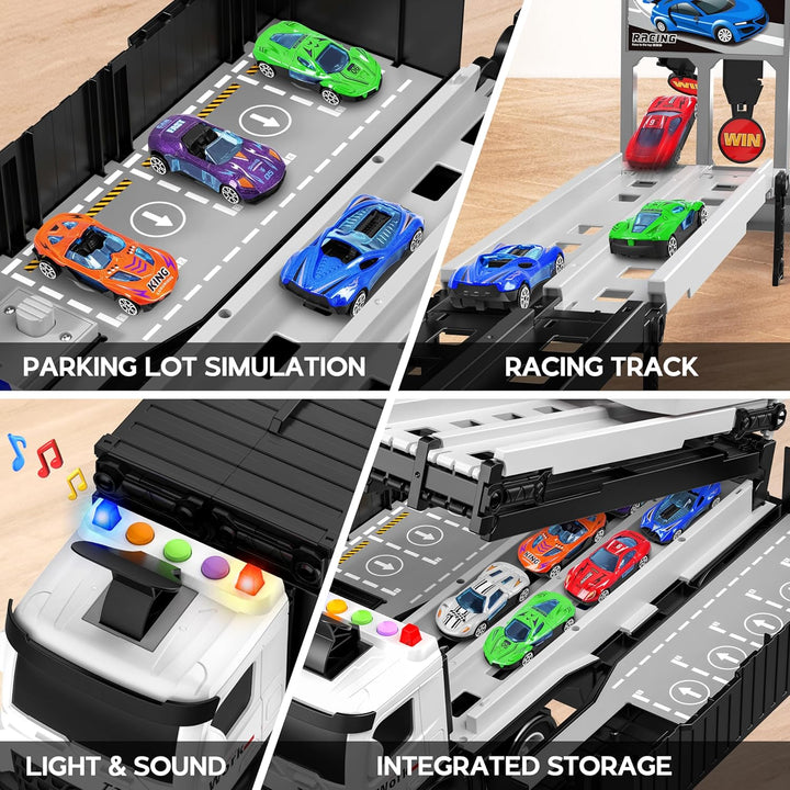 Camión de carreras para niños, juguete plegable de 3 capas para niñ...