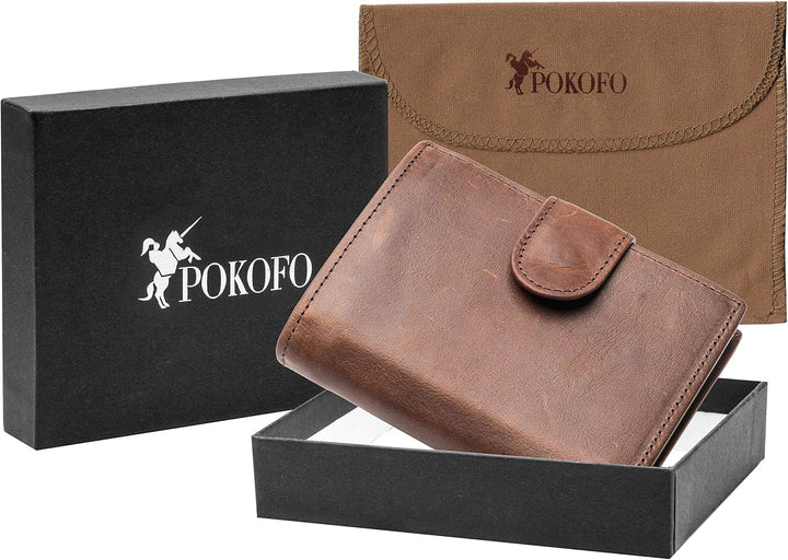 POKOFO Billetera grande de cuero genuino con bloqueo RFID, tarjeter...