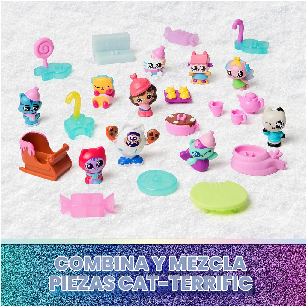 Calendario de Adviento de Gabby's Dollhouse: La Película 2025, Lindas Sorpresas de Invierno, 24 Juguetes Sorpresa con Figura de Gabby, Amigos Gatos y Accesorios, para Niños a Partir de 3 Años