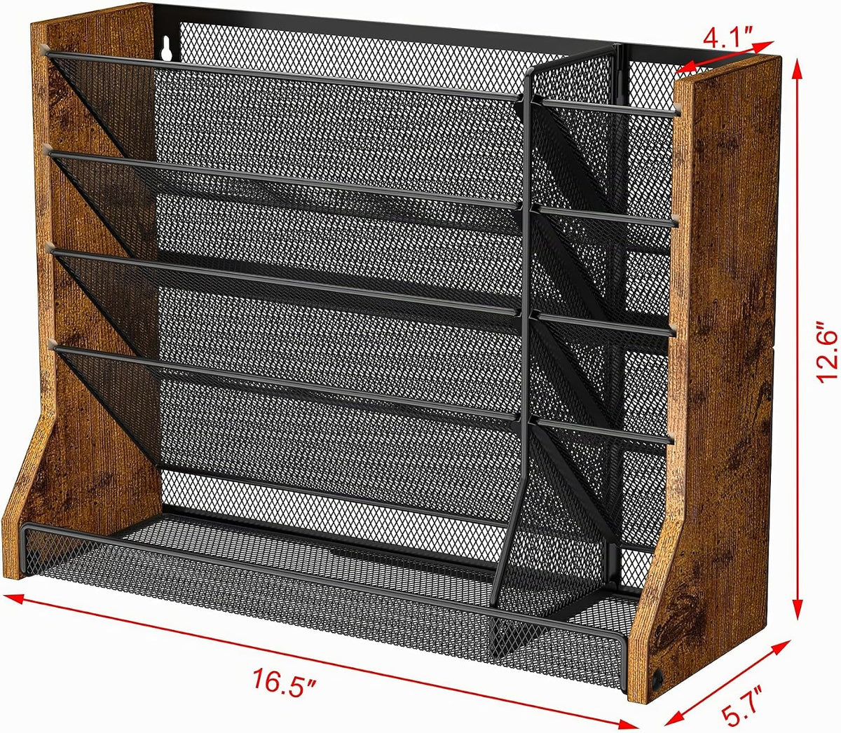 Organizador organizador de escritorio de pared de madera de hierro
