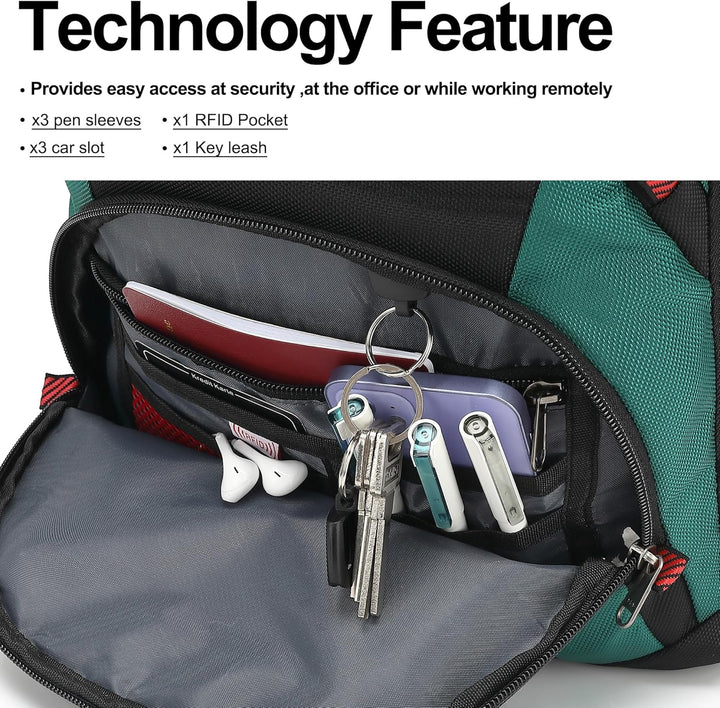Mochila para laptop Boavan para hombres (Negro, 15.6 pulgadas), Ele...