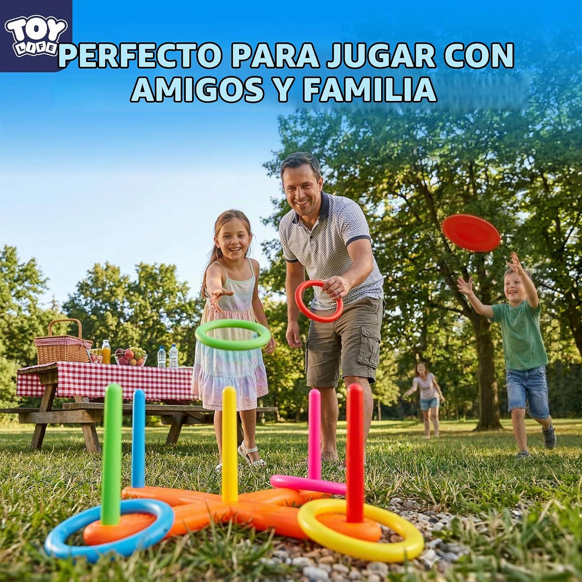 TOY Life Juego de pelota de lanzar y atrapar 5 en 1 para niños, juego de captura de bolas adhesivas con guantes y bolas, lanzamiento de anillo, juegos al aire libre y patio, juegos de playa para niños