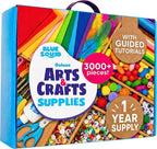 Blue Squid Más de 3000 piezas de suministros de arte y manualidades para niños | Caja de kit de manualidades para niños de 4 a 5, 4 a 8, 6 a 8, 8 a 12 | Suministros y materiales para manualidades, juego de manualidades, caja de arte, regalos para niñas y