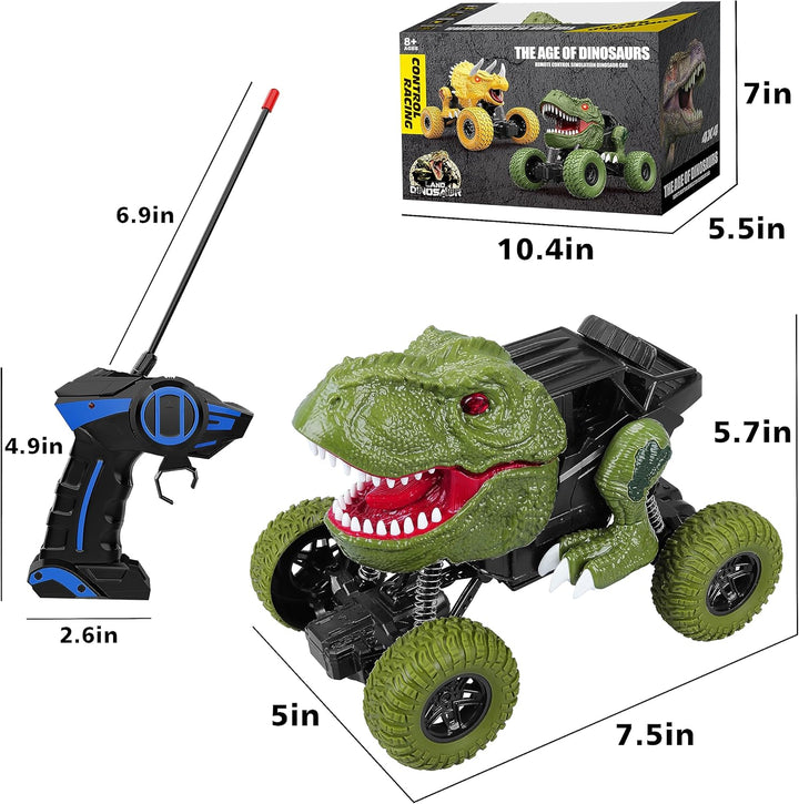 Auto de dinosaurio a control remoto para niños y niños, camión de d...